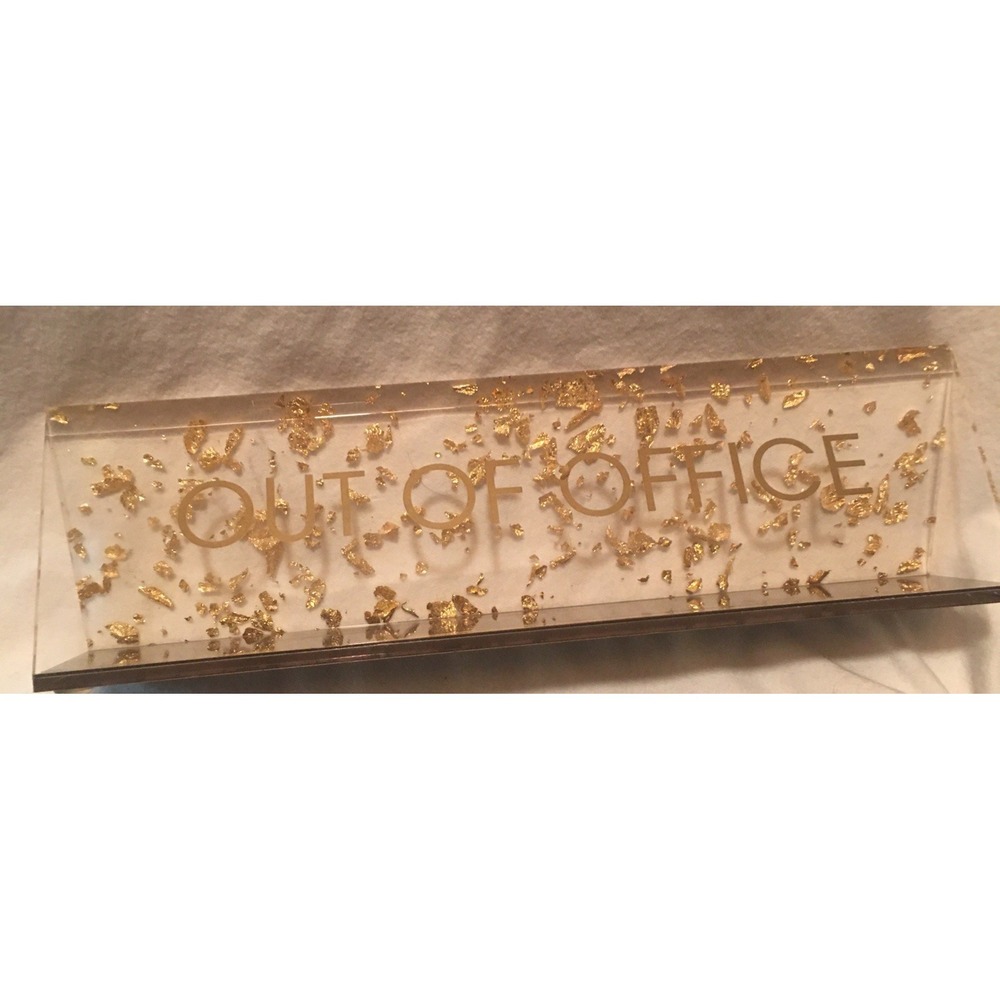 OUT OF OFFICE Acrylic Glitter Desk Sign Papyrus PRGCO LLC MCM - Picture 6 of 9